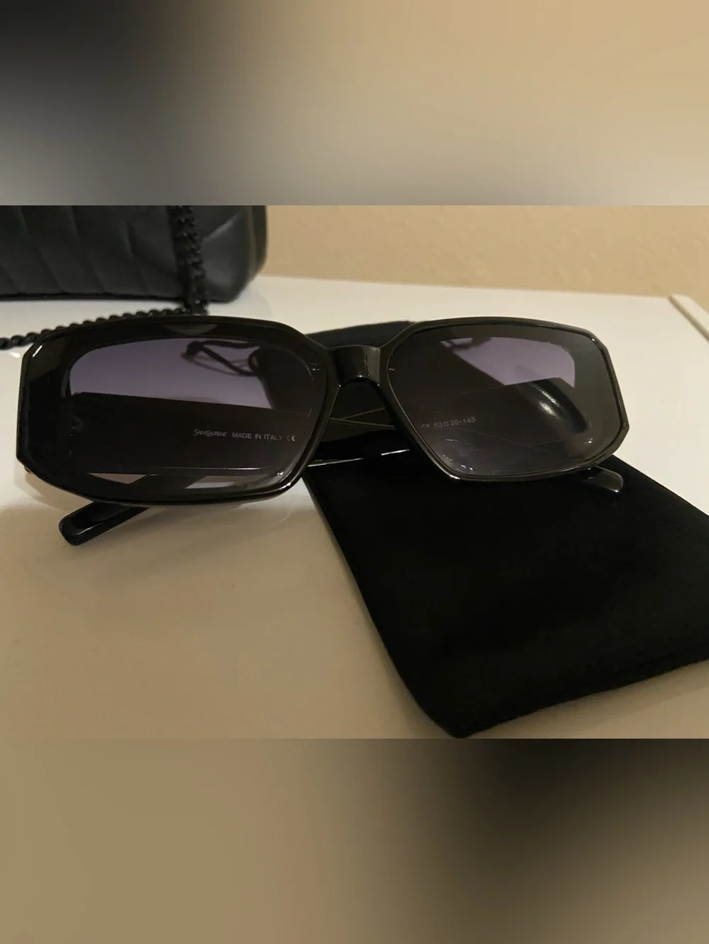 Saint Laurent Women Black Sunglasses with Gold YSL Emblem